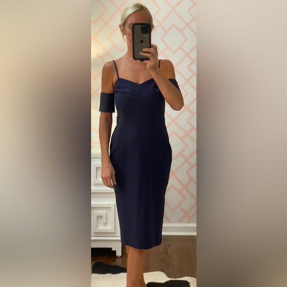 LIKELY, Navy off the shoulder dress, size 6 - Picture 2 of 10